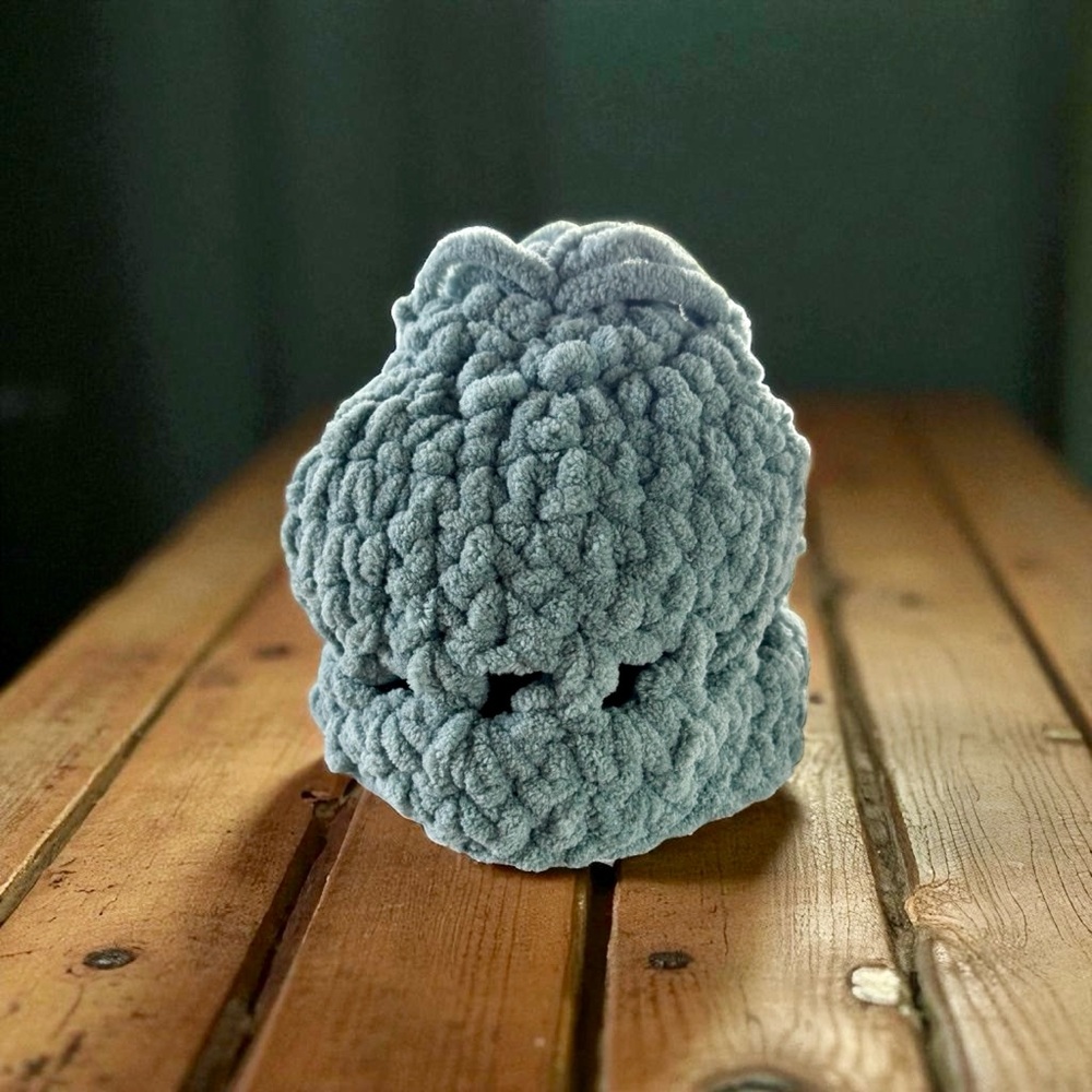 Handmade Plush Gray Crocheted Baby Beanie